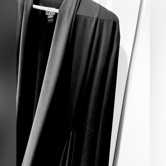 NWOT~Rich Black Open Front Waterfall Cardigan by Clara Sun Woo - Picture 6 of 6